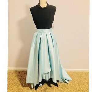 Ignite Evenings Lace Colorblock Hi-Low Micado Gown